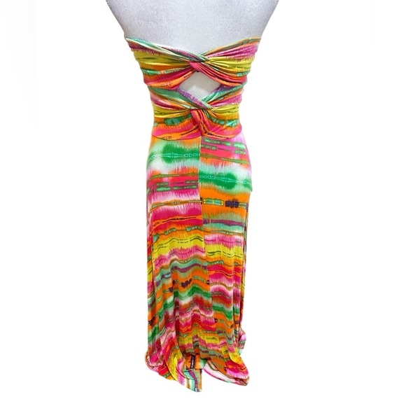 Felicity & Coco Pink Yellow Strapless Sundress Resort Wear back cut out sz small - Picture 7 of 10